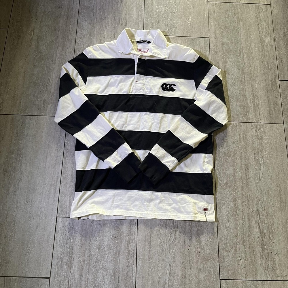 Canterbury Of New Zealand Rugby Shirt Mens XL Blue White Stripe Long Sleeve